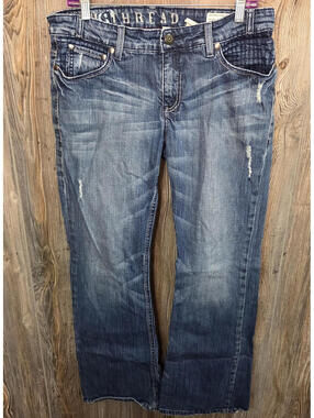 VTG Southern Thread Denim Jeans "Samantha" Women Size 31R (33x31) Raw Heel Rodeo